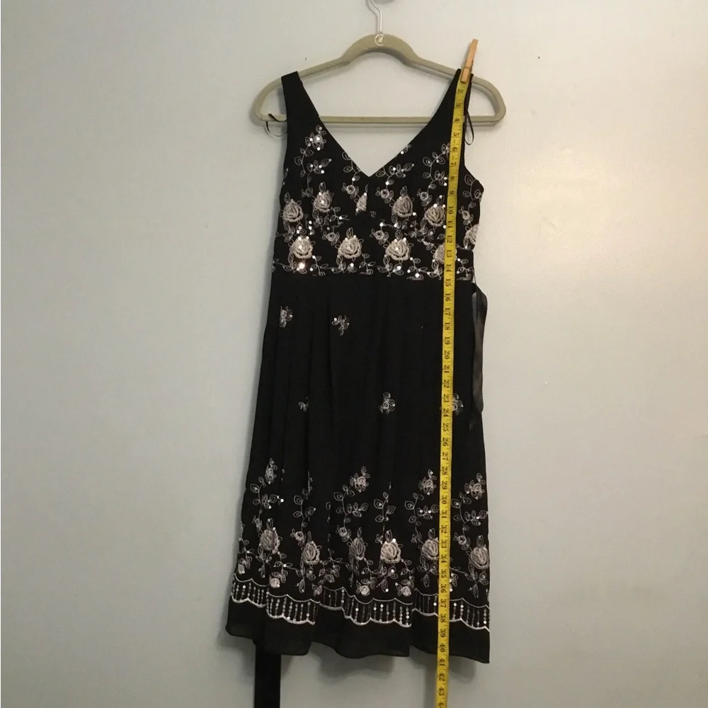 R&M Richards Black Dress with Silver Embroidery